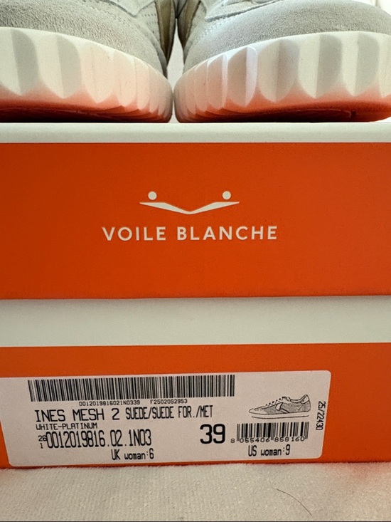 NWT VOILE BLANCHE INES Mesh 2 Leather And Suede Sneakers White-Platinum - Picture 9 of 16